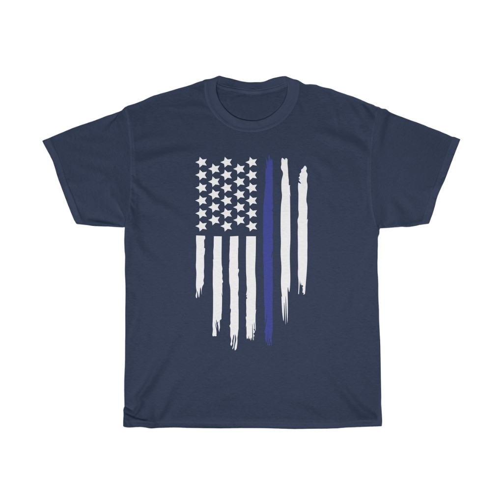 Thin Blue Line American Flag T-Shirt