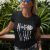 Punisher Thin Blue Line American Flag T-Shirt