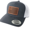 Amerian flag leather patch hat - charcoal / white