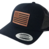 Amerian flag leather patch hat - black