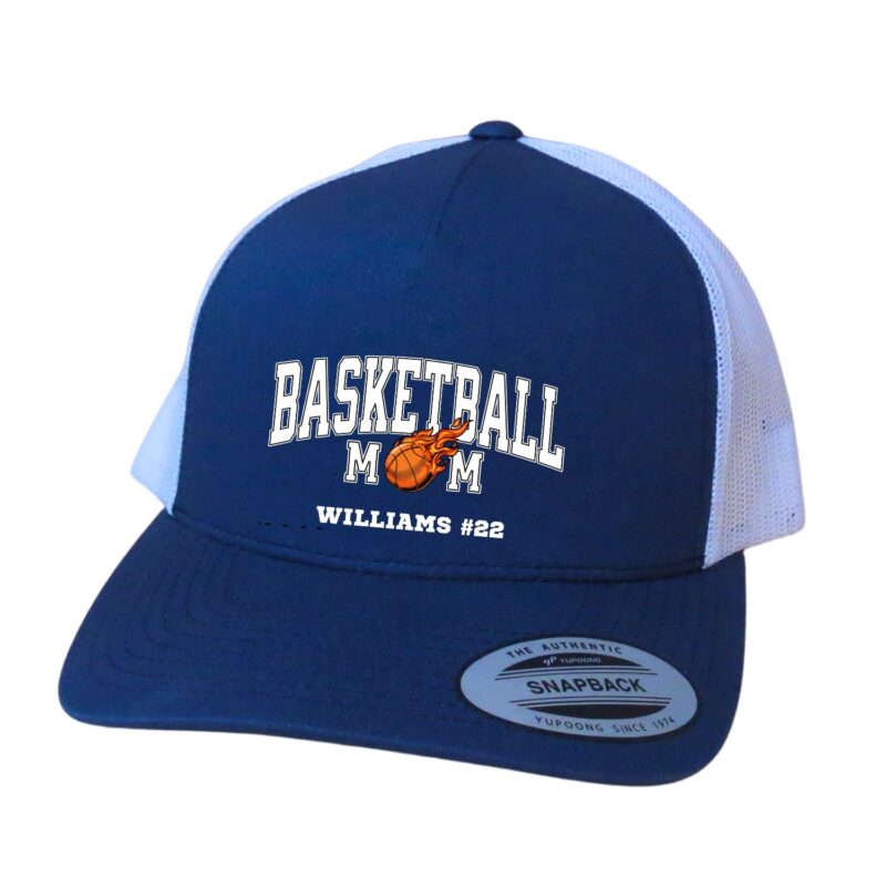 Personalized Basketball Mom Hat, Retro Trucker Adjustable Snapback, Basketball Gameday Hat - Image 3