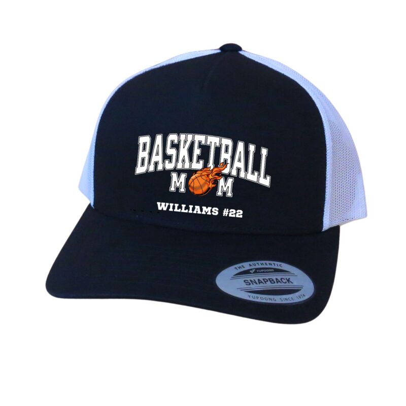 Personalized Basketball Mom Hat, Retro Trucker Adjustable Snapback, Basketball Gameday Hat - Image 2