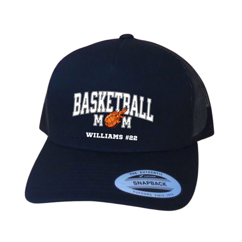 Personalized Basketball Mom Hat, Retro Trucker Adjustable Snapback, Basketball Gameday Hat