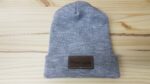Custom Beanie, Personalized Beanies, Leather Patch Beanie With Sewn Edge, Personalized Gift,  Company Logo, Adult Unisex - Image 2