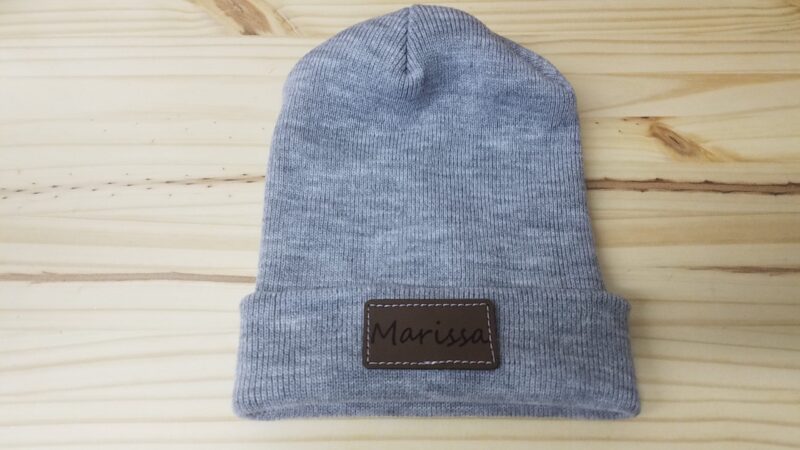 Custom Beanie, Personalized Beanies, Leather Patch Beanie With Sewn Edge, Personalized Gift,  Company Logo, Adult Unisex - Image 2
