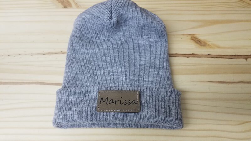 Custom Beanie, Personalized Beanies, Leather Patch Beanie With Sewn Edge, Personalized Gift,  Company Logo, Adult Unisex - Image 3