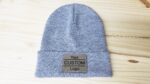 Custom Beanie, Personalized Beanies, Leather Patch Beanie With Sewn Edge, Personalized Gift,  Company Logo, Adult Unisex