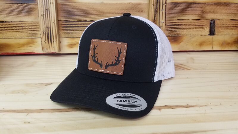 Deer Hunting Hat | Optional Leather Patch Color | 6 Panel Snapback Trucker Mesh | Deer Hunter Gift | Deer Hunters Hat - Image 3