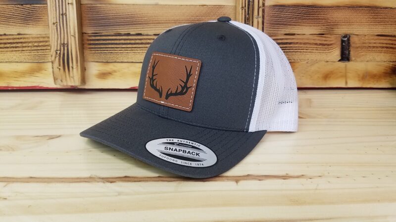 Deer Hunting Hat | Optional Leather Patch Color | 6 Panel Snapback Trucker Mesh | Deer Hunter Gift | Deer Hunters Hat - Image 2