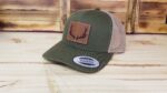 Deer Hunting Hat | Optional Leather Patch Color | 6 Panel Snapback Trucker Mesh | Deer Hunter Gift | Deer Hunters Hat