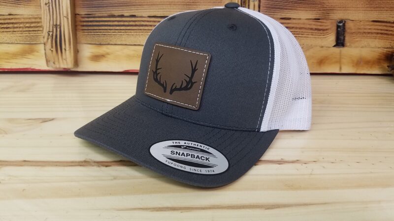 Deer Hunting Hat | Optional Leather Patch Color | 6 Panel Snapback Trucker Mesh | Deer Hunter Gift | Deer Hunters Hat - Image 4