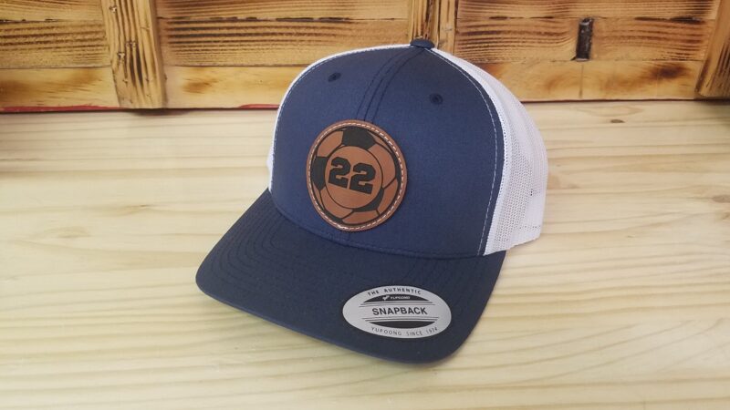 Soccer Personalized Player Number Leather Patch Hat  | Personalized Soccer Hat | Trucker Style Snapback Closure - Image 7