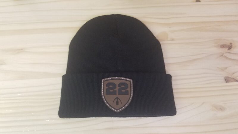 Football Personalized Player Number Leather Patch Beanie |  Custom Football Cap | Gift For Her | Gift For Him - Image 6