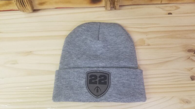 Football Personalized Player Number Leather Patch Beanie |  Custom Football Cap | Gift For Her | Gift For Him - Image 3