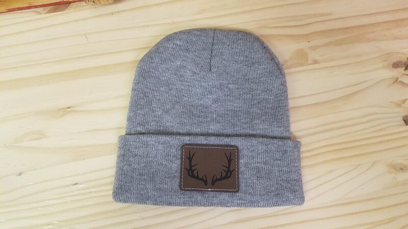 Deer Hunting Beanie, Deer Hunter Hat, Antler Monogram Leather Patch Beanie, Adult Unisex, With or Without Monogram - Image 4