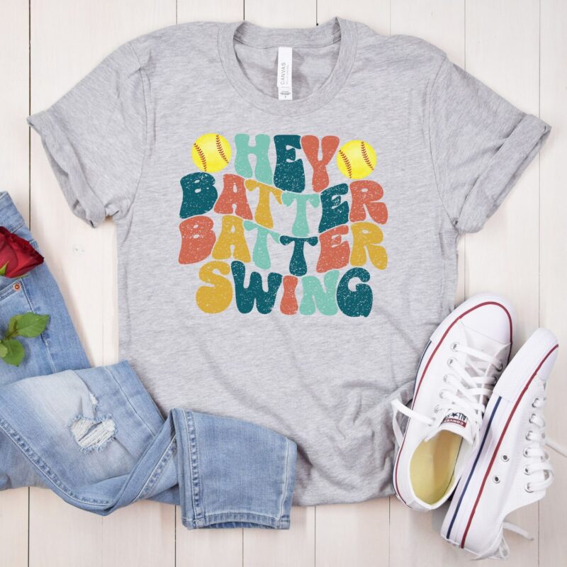 Softball Shirt, Hey Batter Batter Swing Shirt,  Hey Batter Batter Swing T-Shirt, Softball Game Day Shirt, Adult And Youth Sizes - Image 2