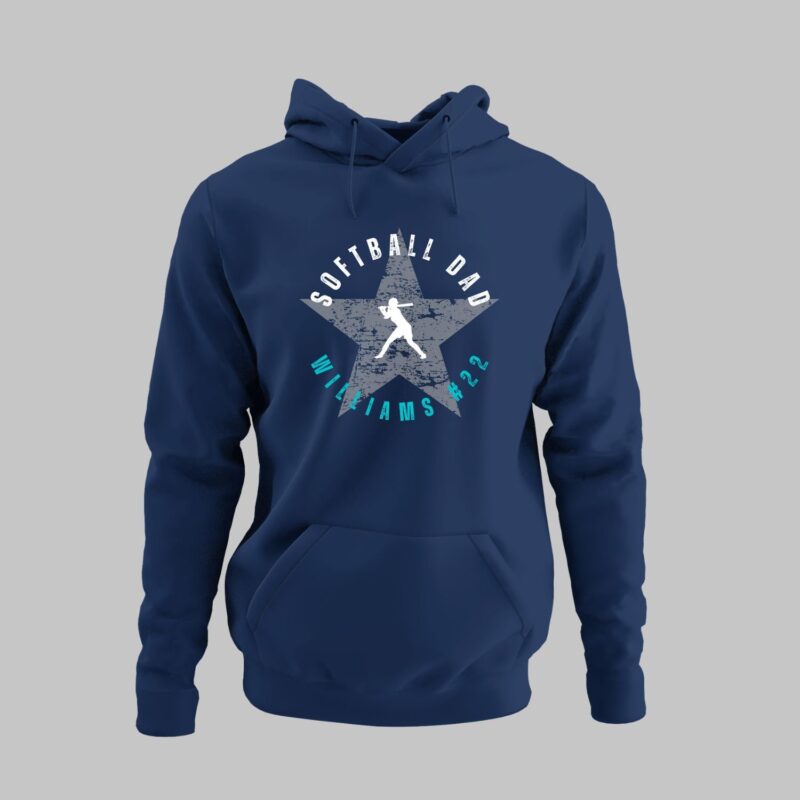 Personalized Softball Dad Hoodie, Softball Player Name and Number Sweatshirt, Peronalized Softball Dad T-Shirt - Image 6