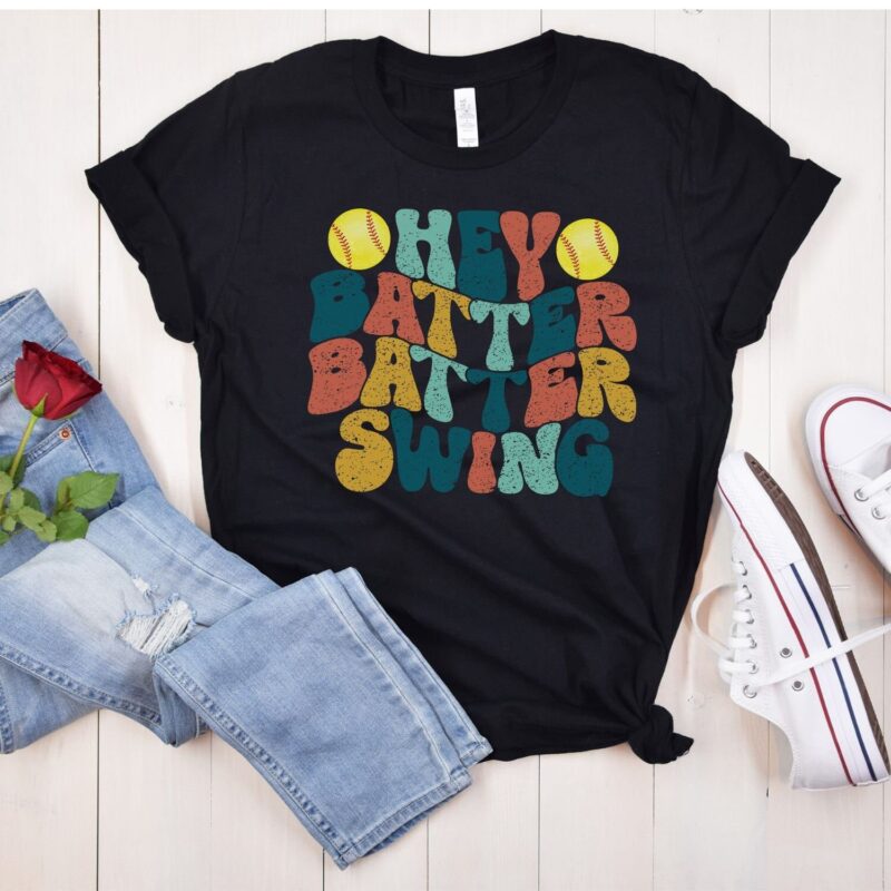 Softball Shirt, Hey Batter Batter Swing Shirt,  Hey Batter Batter Swing T-Shirt, Softball Game Day Shirt, Adult And Youth Sizes - Image 1