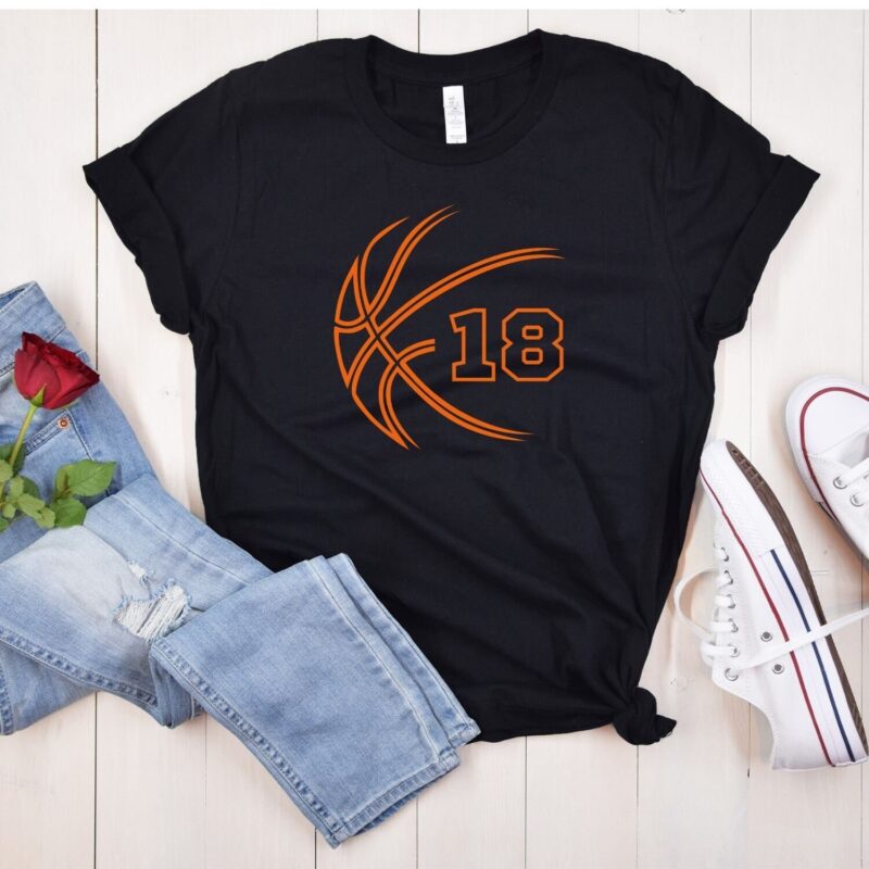 Personalized Number Basketball Shirt, Player Number Basketball T-Shirt,  Basketball Numbers Birthday Gift, Adult and Youth Sizes - Image 1