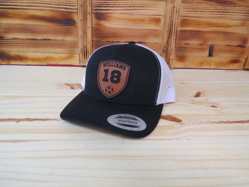 Personalized Player Name And Number Soccer Leather Patch Hat  | Personalized Soccer Hat | Soccer Gift - Image 3
