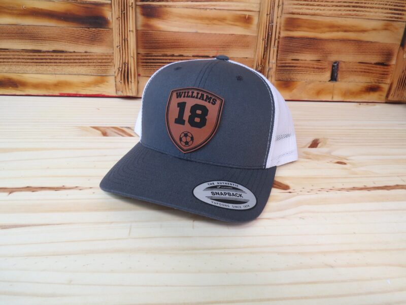Personalized Player Name And Number Soccer Leather Patch Hat  | Personalized Soccer Hat | Soccer Gift - Image 5