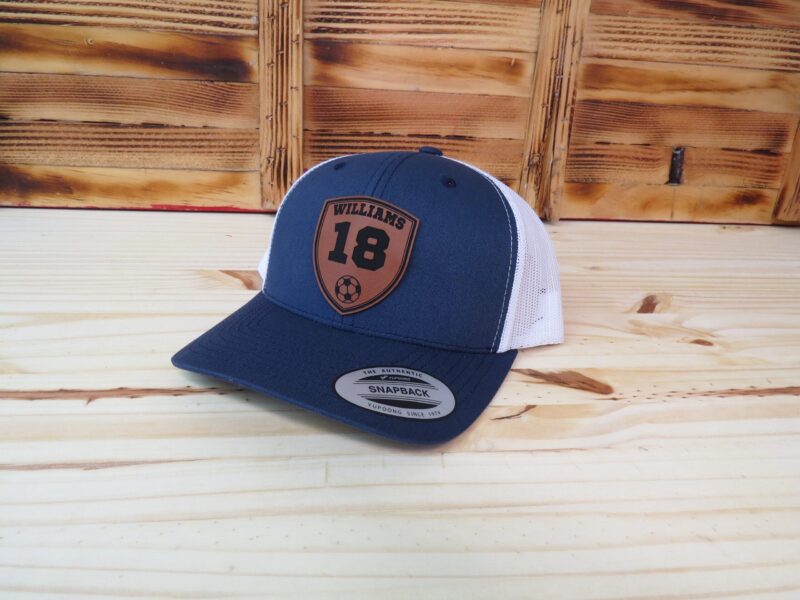 Personalized Player Name And Number Soccer Leather Patch Hat  | Personalized Soccer Hat | Soccer Gift - Image 2