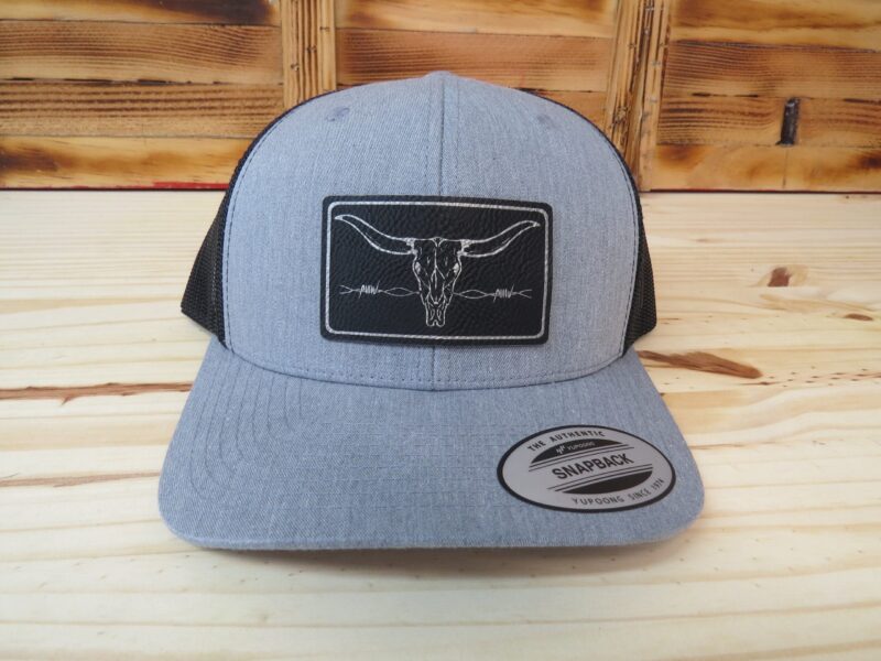 Cow Skull And Barbed Wire Leather Patch Hat, Ranch Hat, Trendy Country Style, Adult Size Mesh Back Snapback - Image 7
