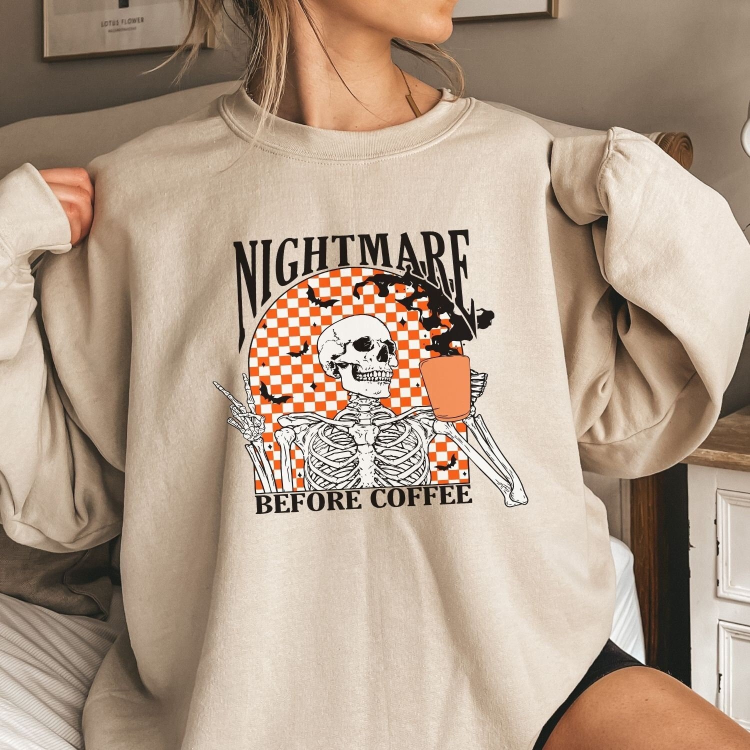 il_fullxfull.5114087444_nacq.jpg Nightmare Before Coffee Sweatshirt, Nightmare Before Coffee Shirt, Halloween Sweatshirt, Funny Halloween Shirts, Funny Coffee Shirts - Image 1