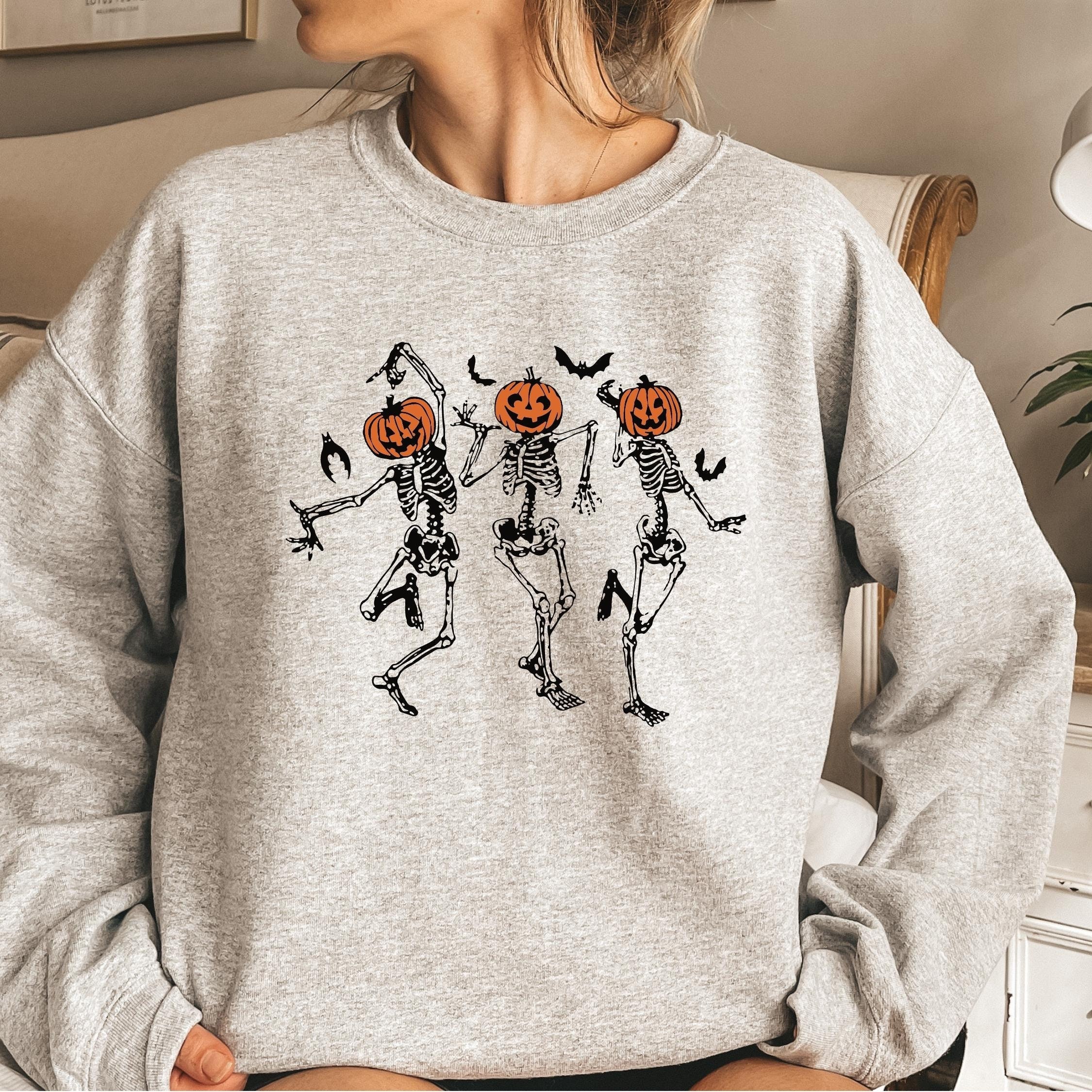 il_fullxfull.5114089624_ly0u.jpg Dancing Skeletons Sweatshirt, Dancing Skeletons Shirt, Halloween Shirts, Halloween Sweatshirt, Funny Halloween Shirt - Image 1