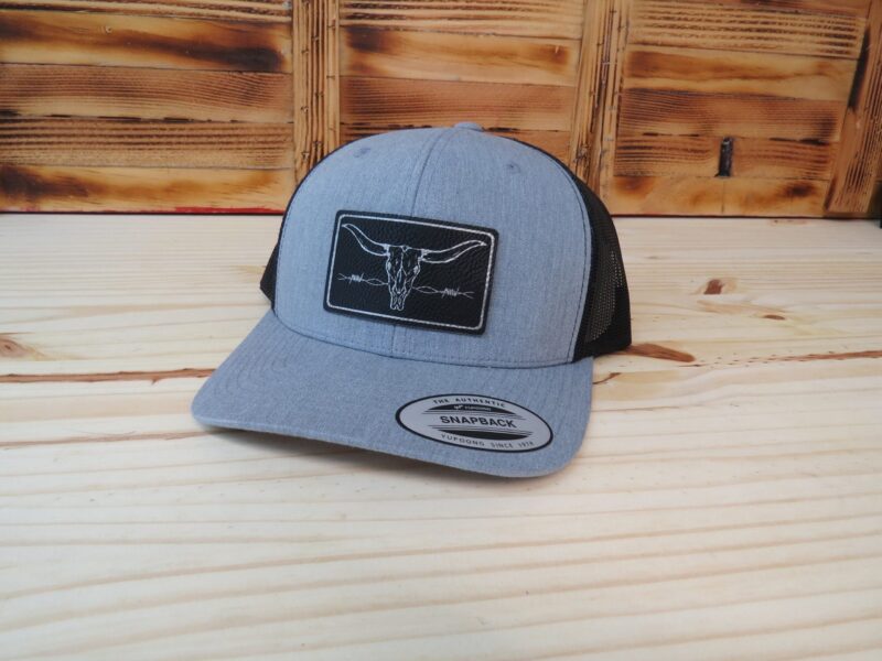 Cow Skull And Barbed Wire Leather Patch Hat, Ranch Hat, Trendy Country Style, Adult Size Mesh Back Snapback - Image 5