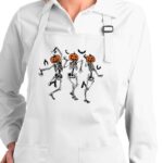 Dancing Skeletons Halloween Apron, Pumpkins Halloween Apron, Funny Halloween Aprons, Cute Halloween Apron