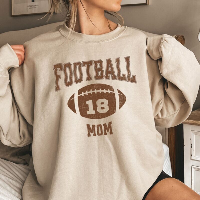 Personalized Football Mom Sweatshirt, Personalized Player Number Football Mom T-Shirt, Football Mom Shirts, Football Shirts For Women - Image 2