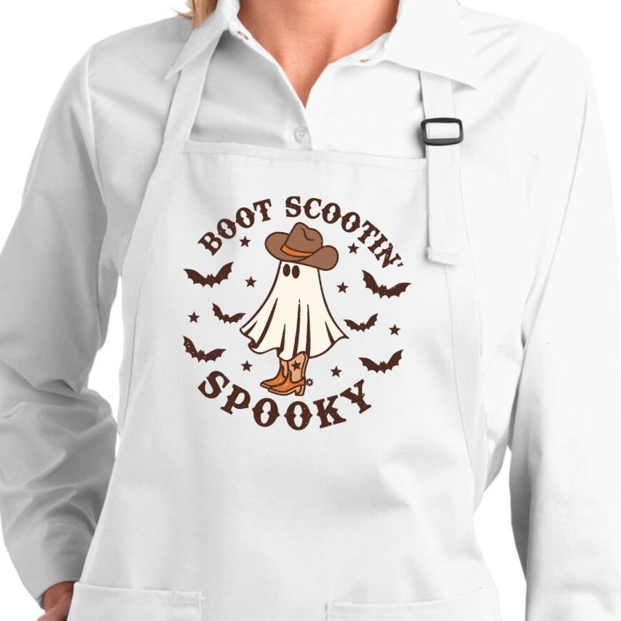 il_fullxfull.5192393265_j23r.jpg Boot Scootin' Spooky Halloween Apron, Halloween Apron, Funny Halloween Aprons, Cute Halloween Apron - Image 1