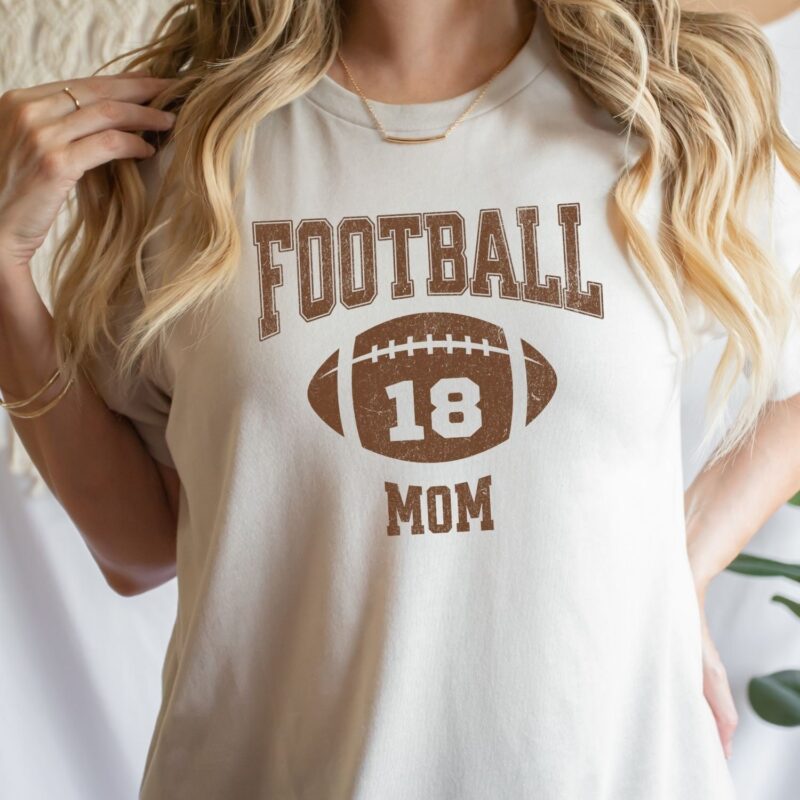 Personalized Football Mom Sweatshirt, Personalized Player Number Football Mom T-Shirt, Football Mom Shirts, Football Shirts For Women - Image 4