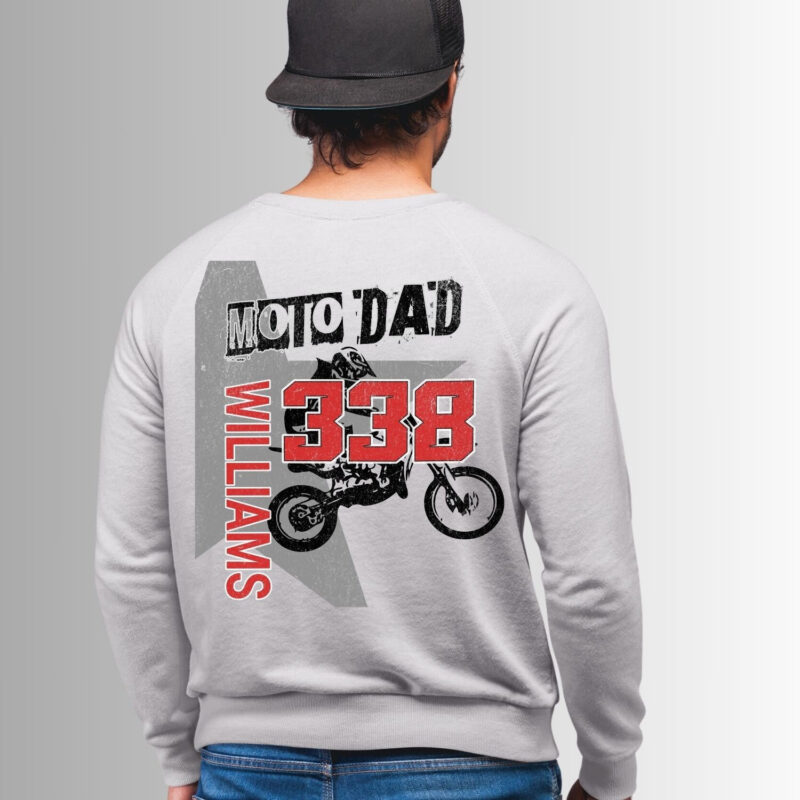 Moto Dad Shirt, Motocross Dad Sweatshirt With Rider Name And Number, Motocross Shirt, Raceday Shirt - Image 1