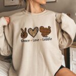 Peace Love Gobble Thanksgiving Shirt, Cute Thanksgiving Sweatshirt