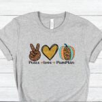 Peace Love Pumpkin Thanksgiving Shirt, Cute Thanksgiving Sweatshirt - Image 5