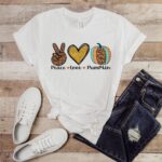 Peace Love Pumpkin Thanksgiving Shirt, Cute Thanksgiving Sweatshirt - Image 2