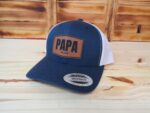 Papa Leather Patch Hat, Retro Trucker Snapback, Gift For Dad, Gift For Grandpa, Papa Established Date Hat - Image 2