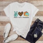 Peace Love Pumpkin Thanksgiving Shirt, Cute Thanksgiving Sweatshirt, Fall Sweatshirt - Image 5