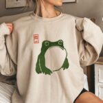Grumpy Frog Sweatshirt, Vintage Style Japanese Art Sweatshirt, Matsumoto Hoji Frog, Funny Frog Shirt, Cute Frog Sweatshirt - Image 3