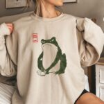 Grumpy Frog Sweatshirt, Vintage Style Japanese Art Sweatshirt, Matsumoto Hoji Frog, Funny Frog Shirt, Cute Frog Sweatshirt