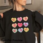 Valentines Candy Hearts Transfer, Ready To Press DTF Transfer, Valentines Day, Heat Press Transfer,Easy To Apply, T-Shirt Transfers - Image 3