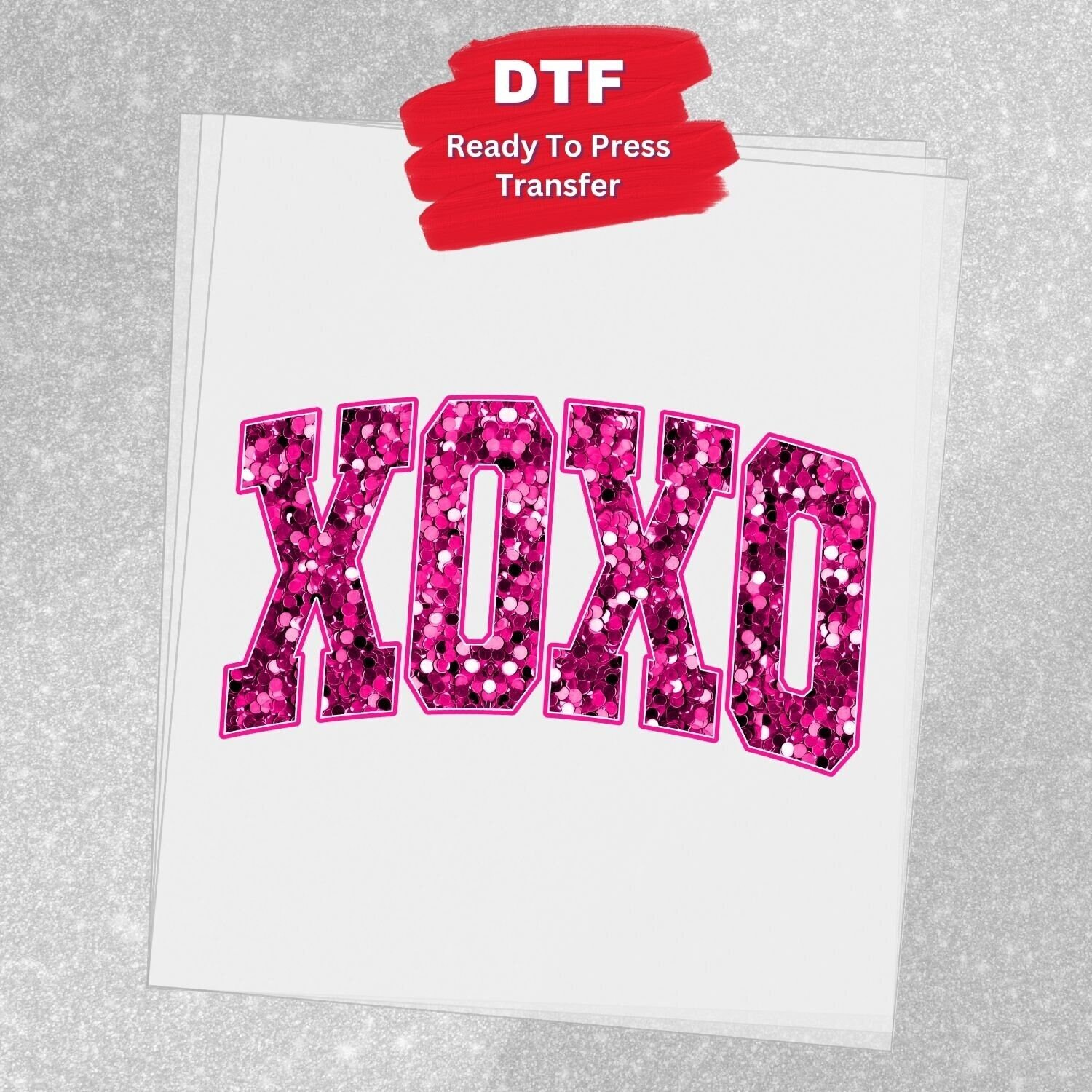 il_fullxfull.5759225725_5rgd.jpg XOXO Faux Sequins Transfer, Ready To Press DTF Transfer, Valentines, Heat Press Transfer, No Weeding Easy To Apply, T-Shirt Transfers - Image 1