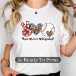 Peace Love Baseball Transfer, Baseball Mom, Ready To Press DTF Transfer, Heat Press Transfer, No Weeding T-Shirt Transfers