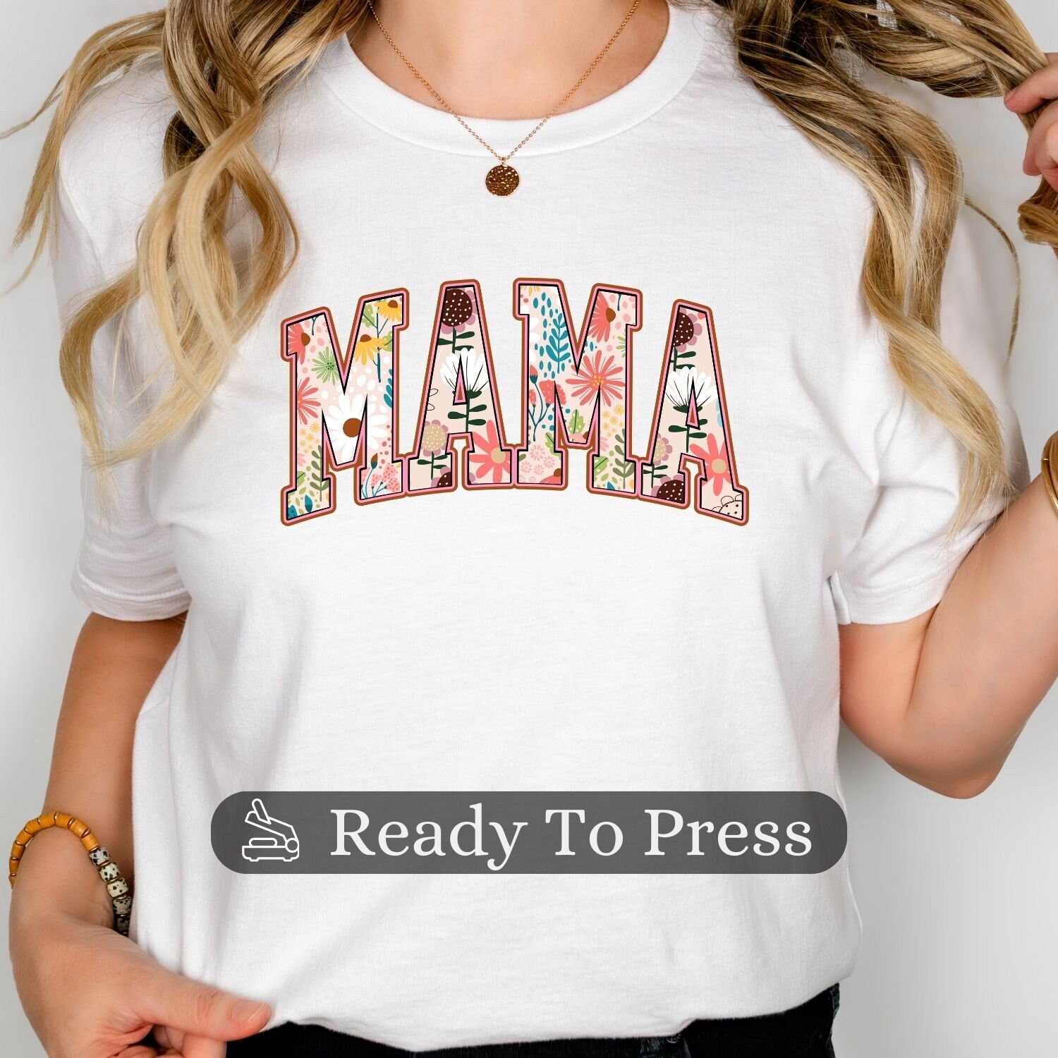 il_fullxfull.5857279637_id4q.jpg Mama Boho Flower Retro Transfer, Ready To Press DTF Transfer, Heat Press Transfer, No Weeding Easy To Apply, T-Shirt Transfers - Image 1
