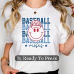 Baseball Vibes Transfer, Baseball Mom, Ready To Press DTF Transfer, Heat Press Transfer, No Weeding T-Shirt Transfers