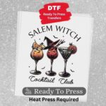 Halloween Salem Witch Cocktail Club Transfer, Halloween Party Shirt Transfers, Ready To Press Halloween, Ready For Press Halloween - Image 2