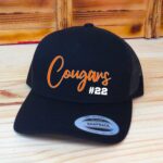 Personalized Team Name And Number Hat, Custom Team Name Hat, Great For Sports Like Football, Baseball, Softball, Soccer. Printed Design.