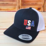 USA Hat, American Flag Hat, Retro Trucker Hat Mesh Back Snapback Closure, Adult Unisex, Printed Graphic - Image 3